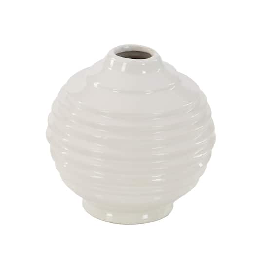 White Stoneware Modern Vase Set
